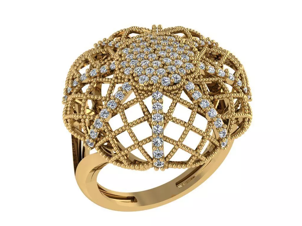 Ring402 ring with diamonds in gold 3D print model_0