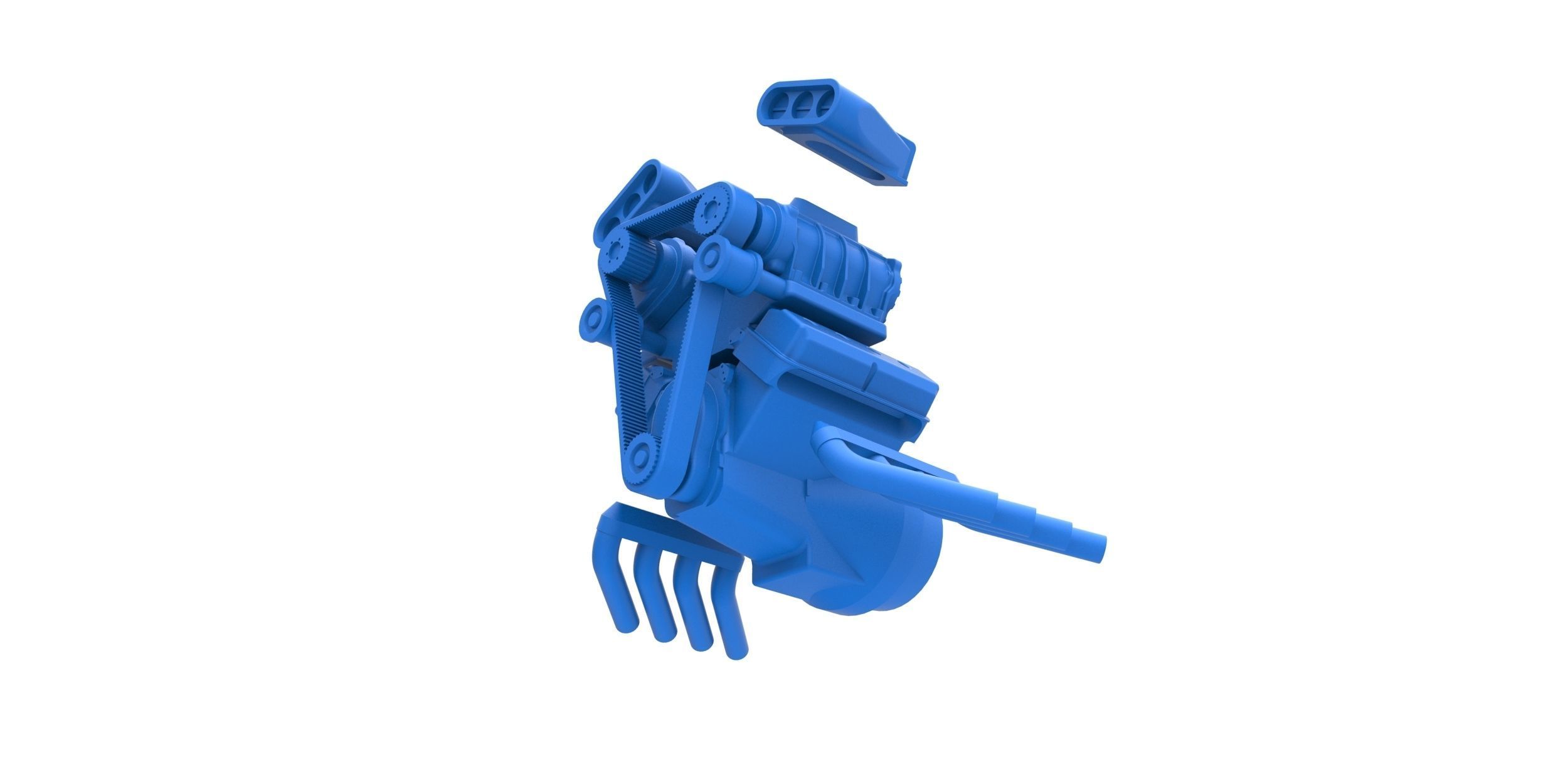 Engine V8 double supercharger Version 3 Scale 1 to 25 3D print model_15