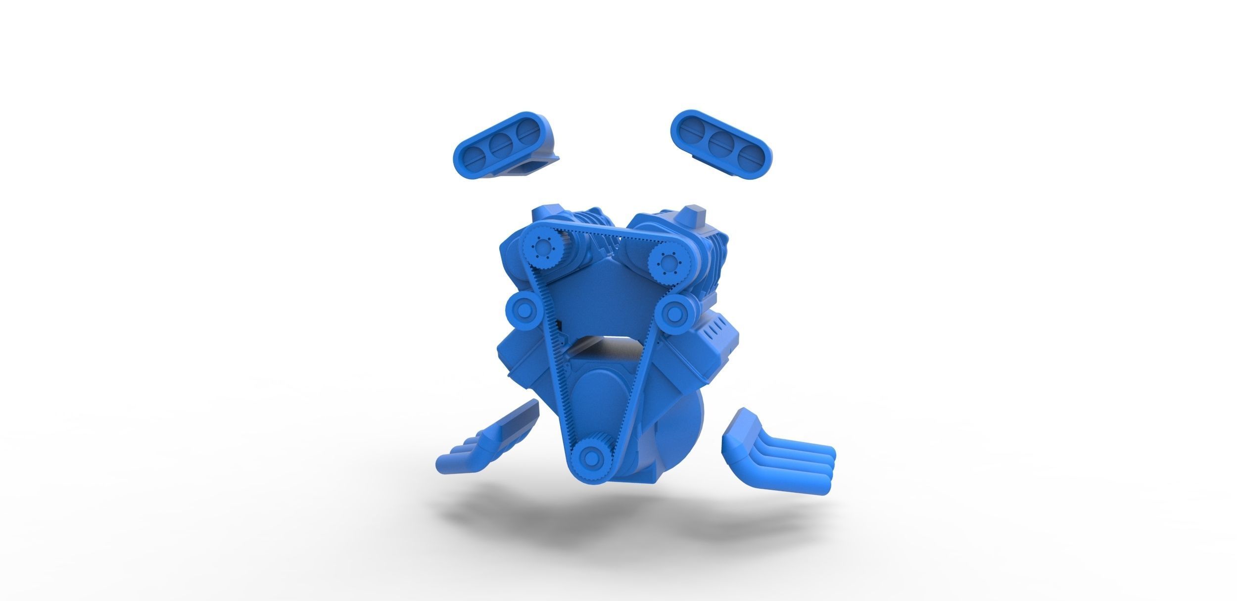 Engine V8 double supercharger Version 3 Scale 1 to 25 3D print model_16