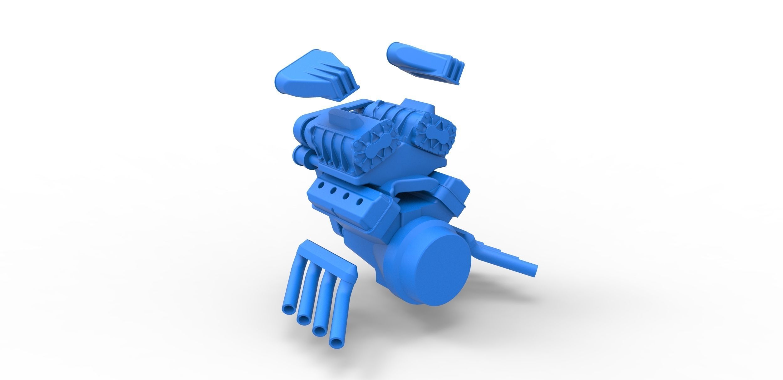 Engine V8 double supercharger Version 3 Scale 1 to 25 3D print model_18