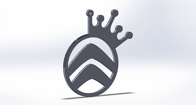 citroen keychain logo oriktown crown 3D print model
