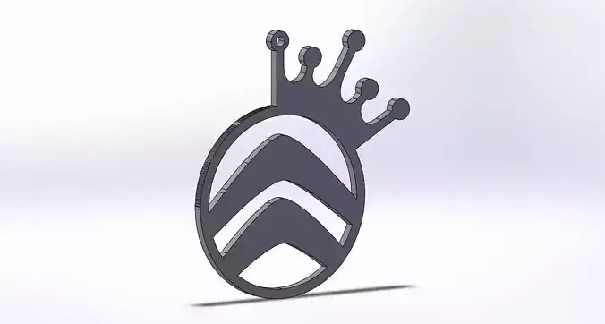 citroen keychain logo oriktown crown 3D print model