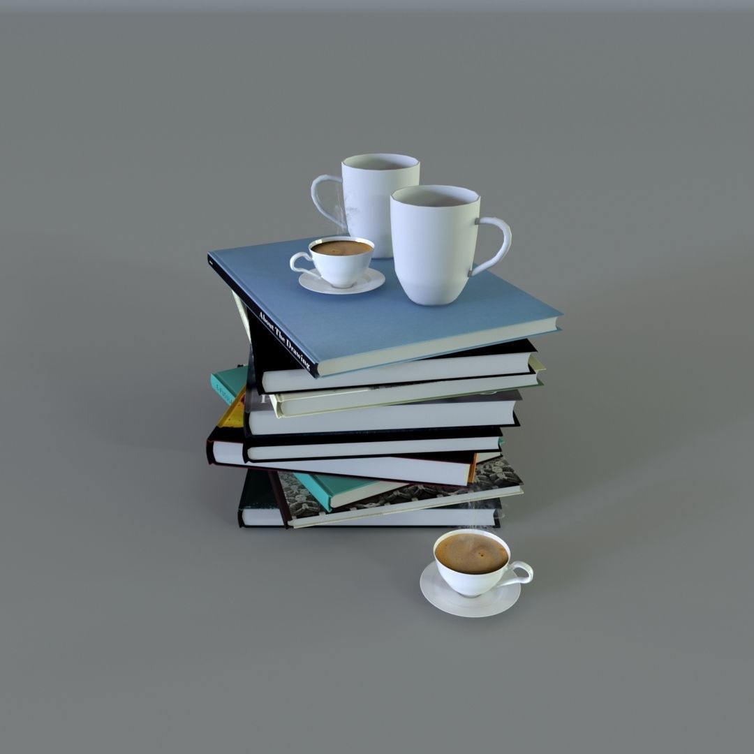 Book And Coffe Cup Free 3D model_2