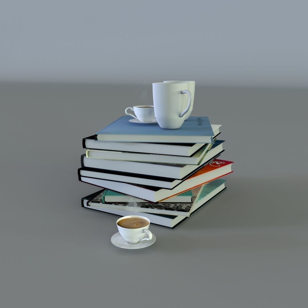 Book And Coffe Cup Free 3D model_3