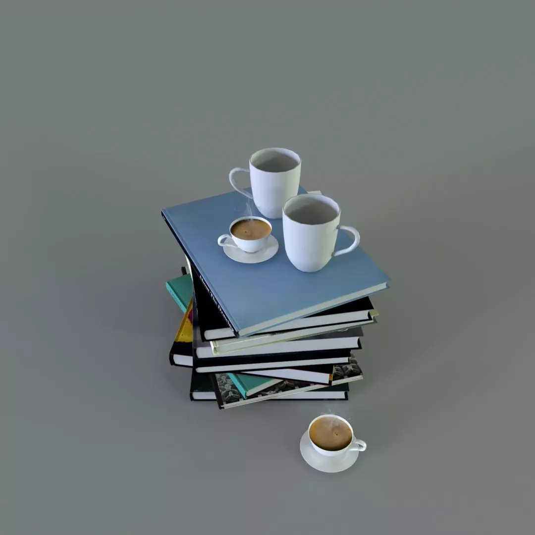 Book And Coffe Cup Free 3D model_0