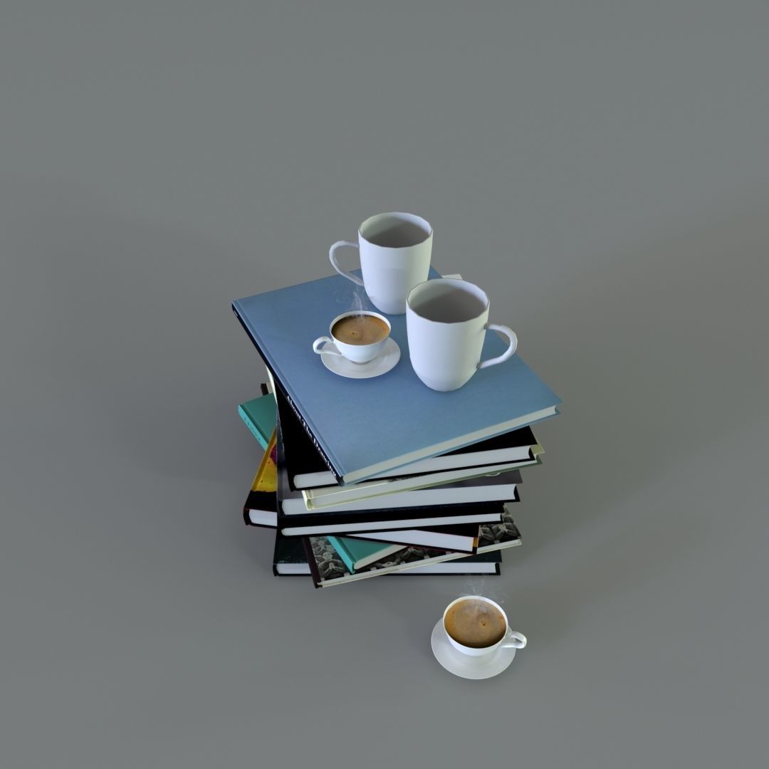Book And Coffe Cup Free 3D model_6