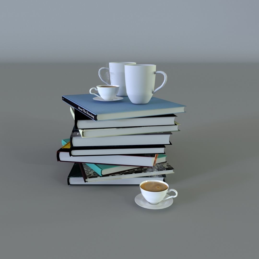Book And Coffe Cup Free 3D model_1