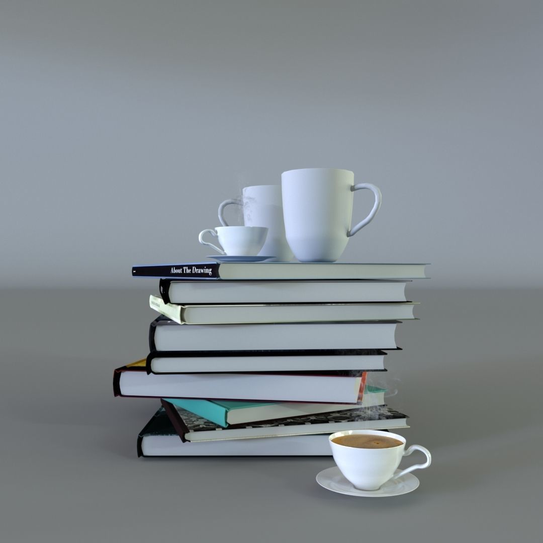 Book And Coffe Cup Free 3D model_5