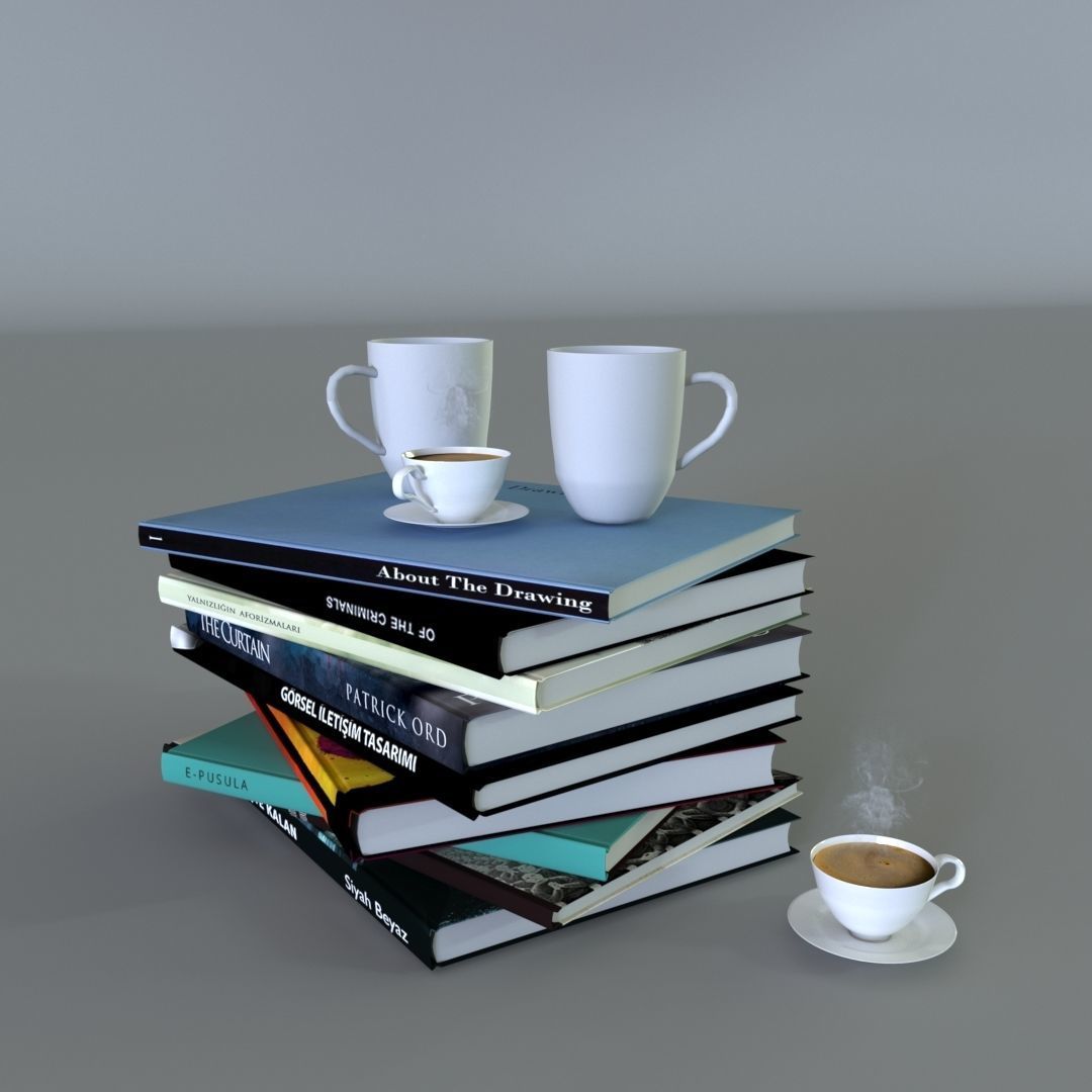 Book And Coffe Cup Free 3D model_4
