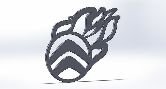 Citroen keychain logo fire oriktown 3D print model