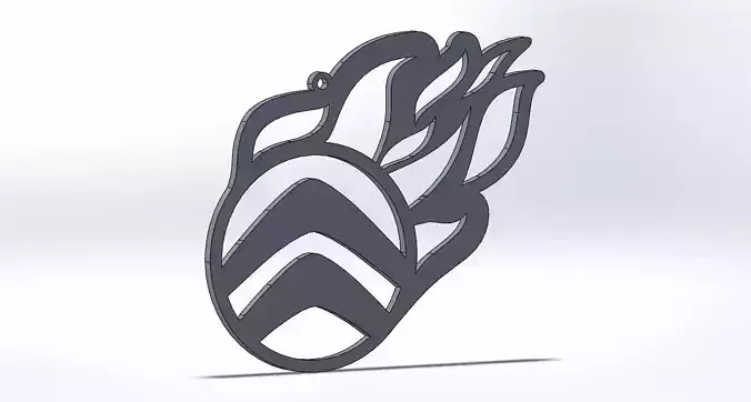 Citroen keychain logo fire oriktown 3D print model