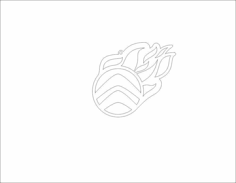 Citroen keychain logo fire oriktown 3D print model_4