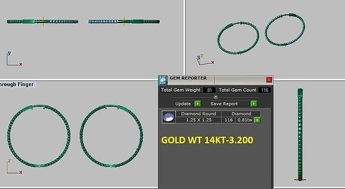 hoop earrings set diamonds 3D print model