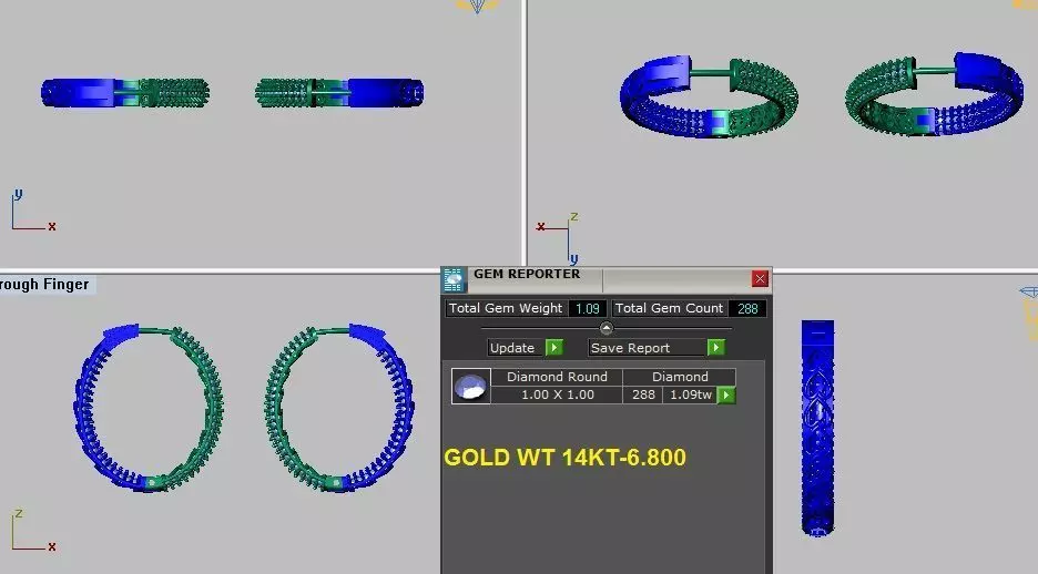 hoop earrings set diamonds 3D print model_0