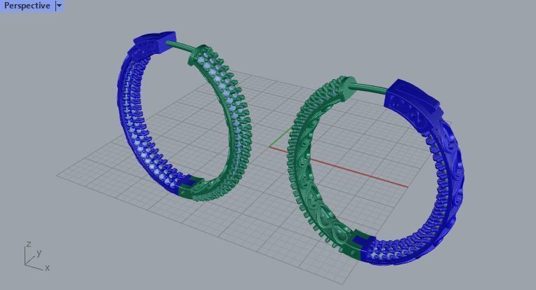 hoop earrings set diamonds 3D print model_3