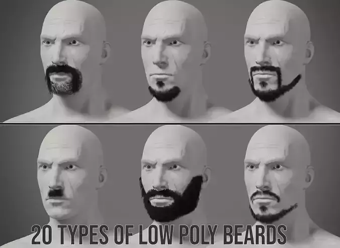 Professional Realtime Beard Pack Low-poly 3D model