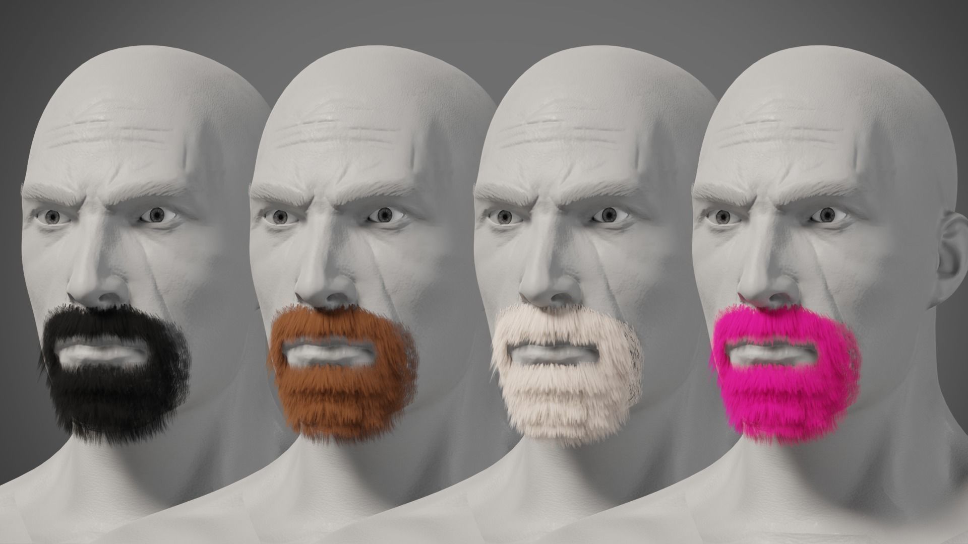 Professional Realtime Beard Pack Low-poly 3D model_7