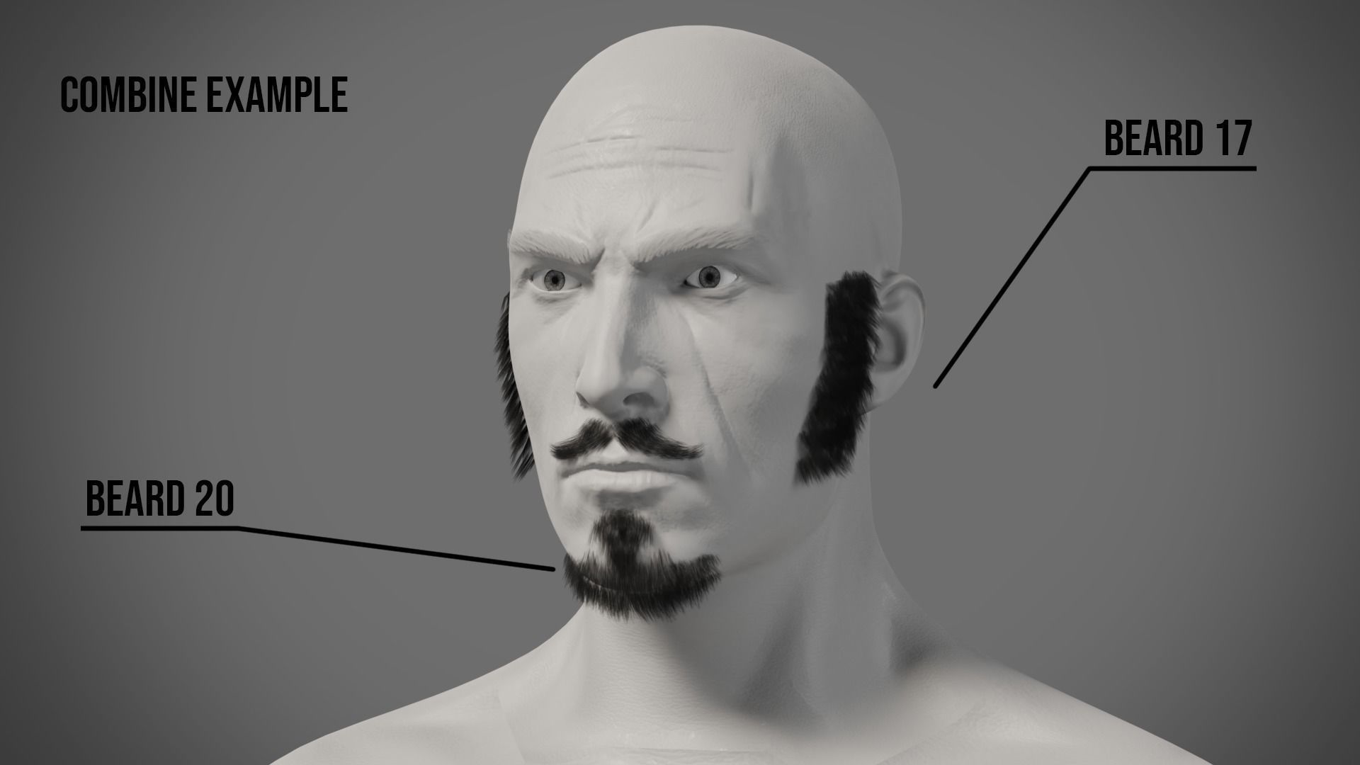 Professional Realtime Beard Pack Low-poly 3D model_8