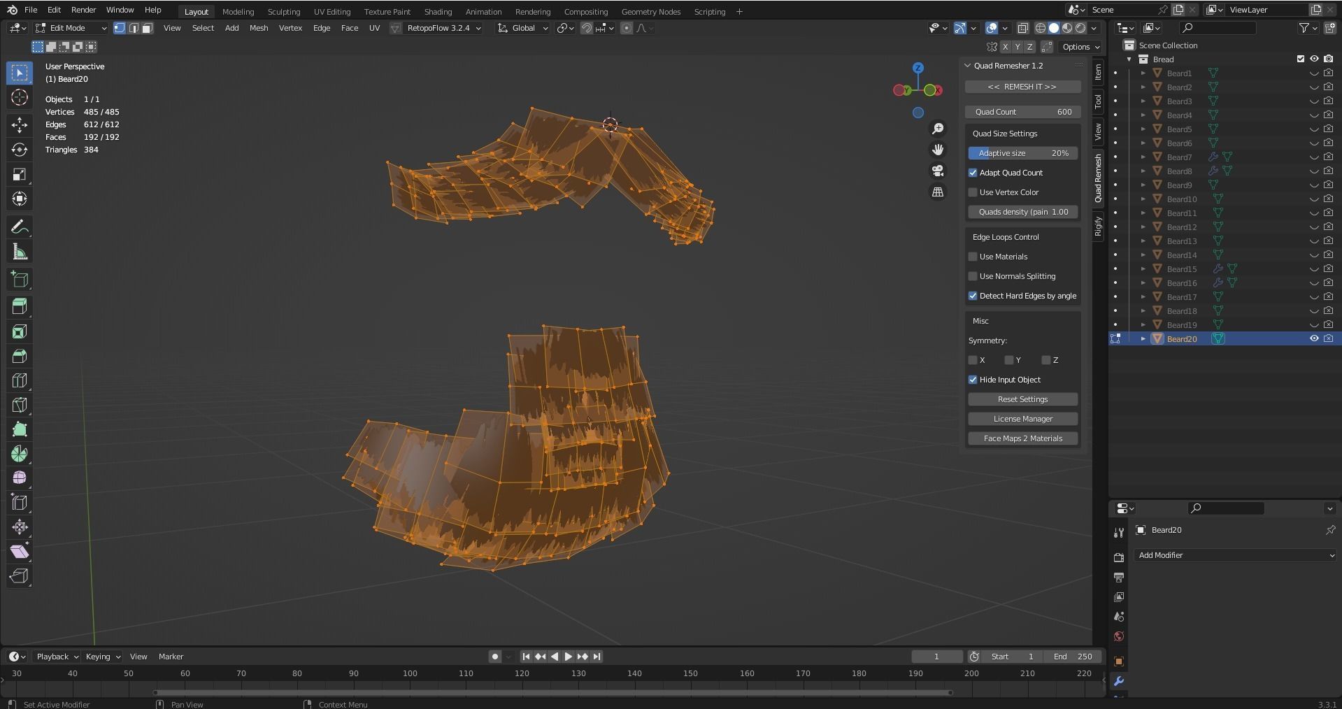 Professional Realtime Beard Pack Low-poly 3D model_22