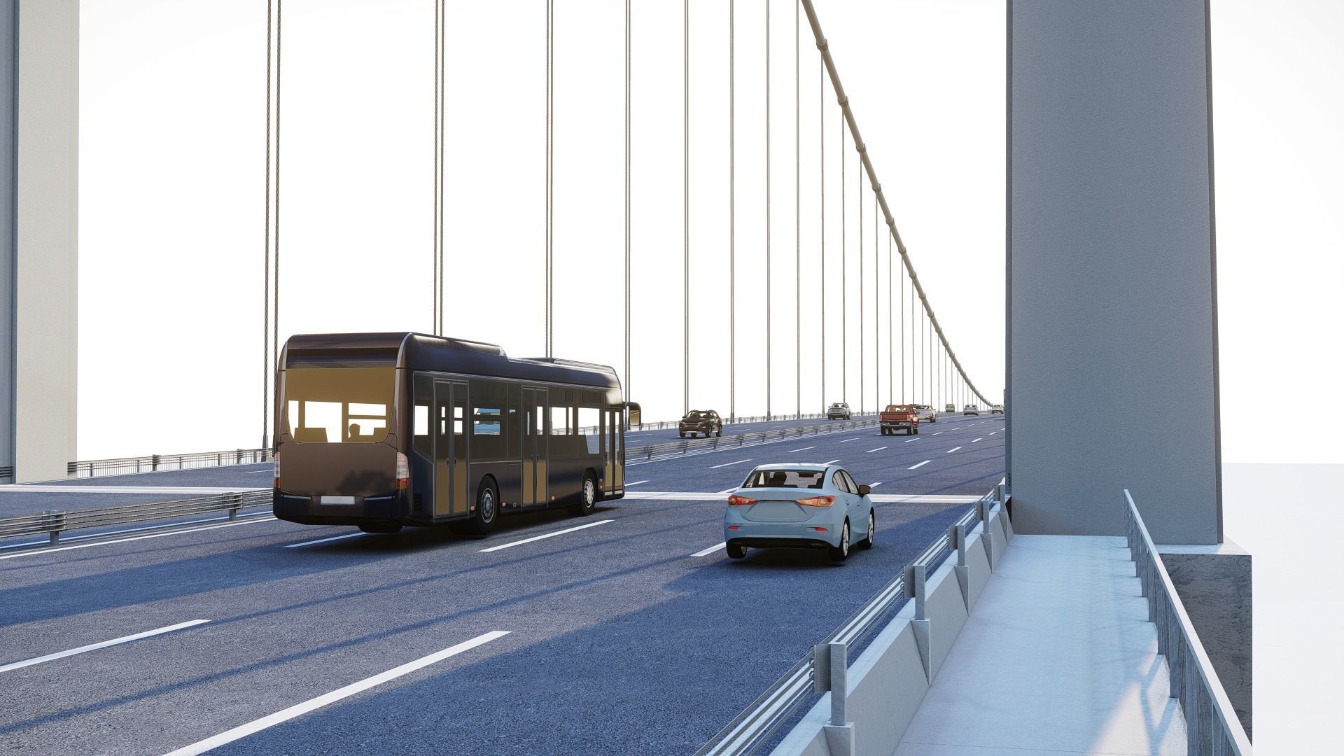 Fatih Sultan Mehmet Bridge - Istanbul - Turkey Low-poly 3D model_5