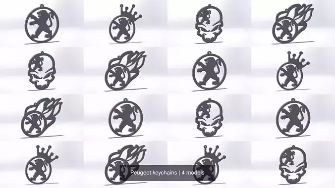 Peugeot keychains 3D Model Collection