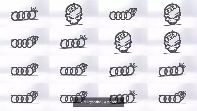 Audi keychains 3D Model Collection