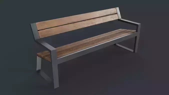 Modern Outdoor Bench 10 PBR Game Ready