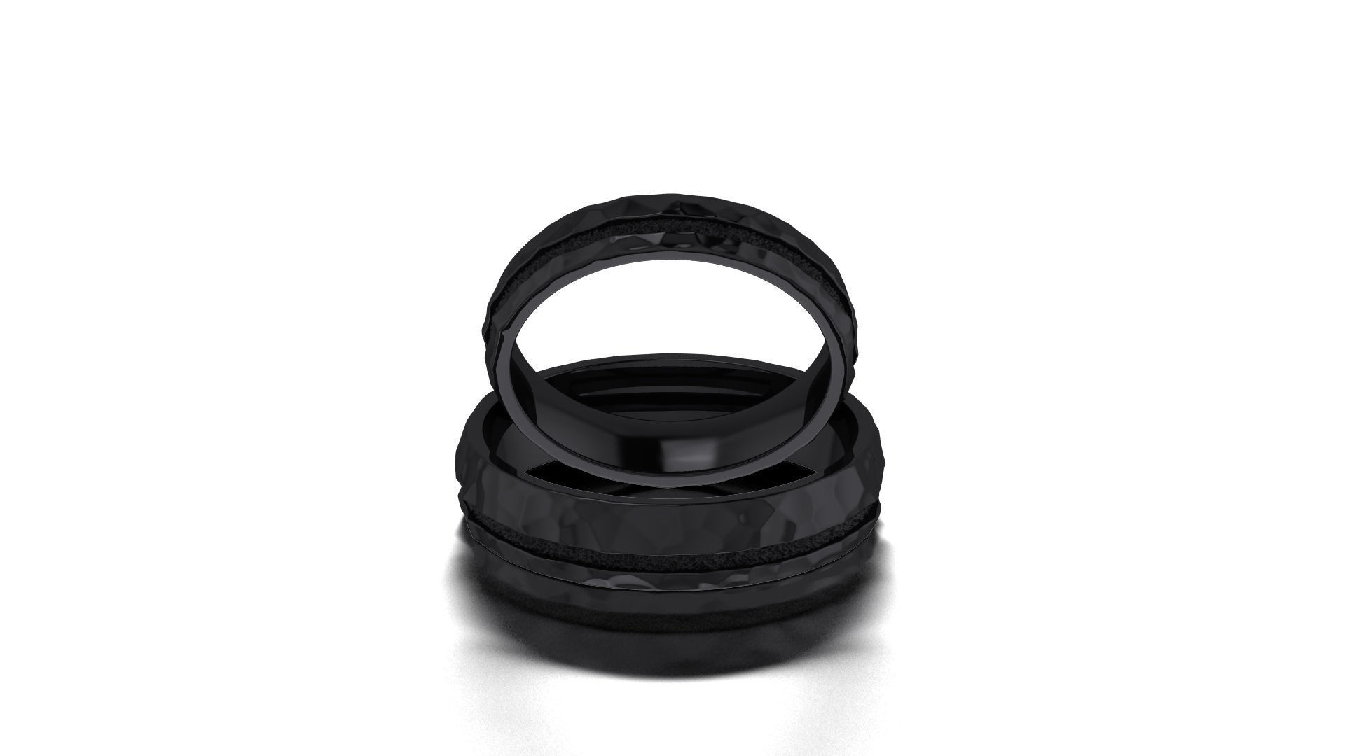 Hammered wedding band set 3D print model_6
