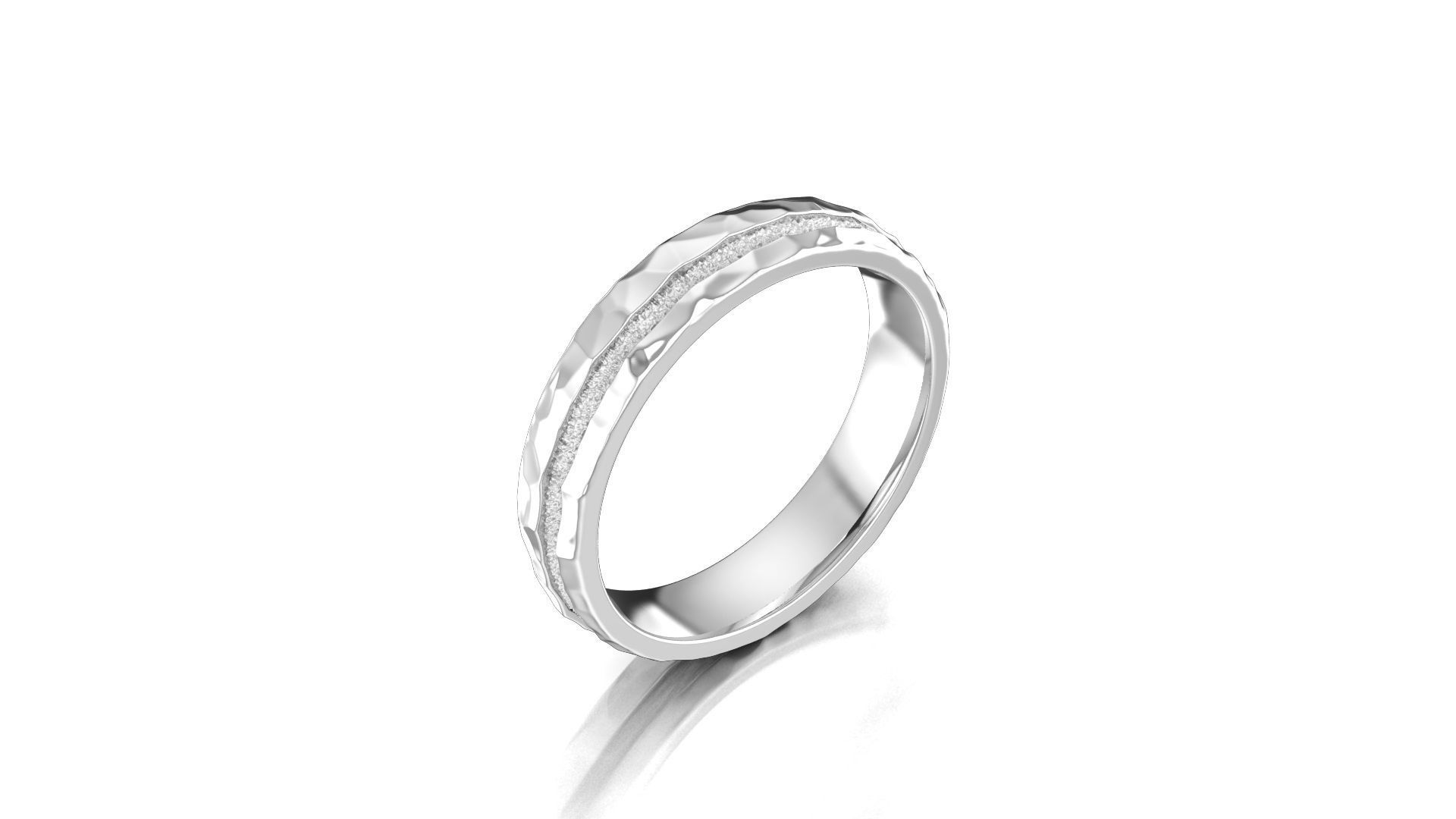 Hammered wedding band set 3D print model_10