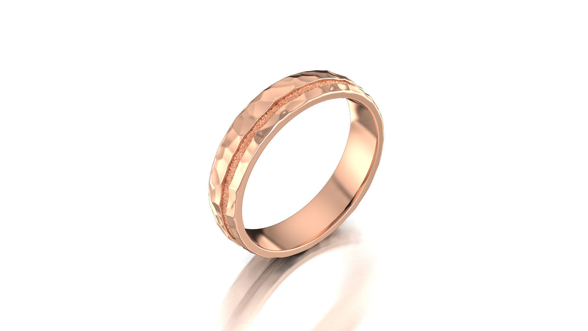 Hammered wedding band set 3D print model_16