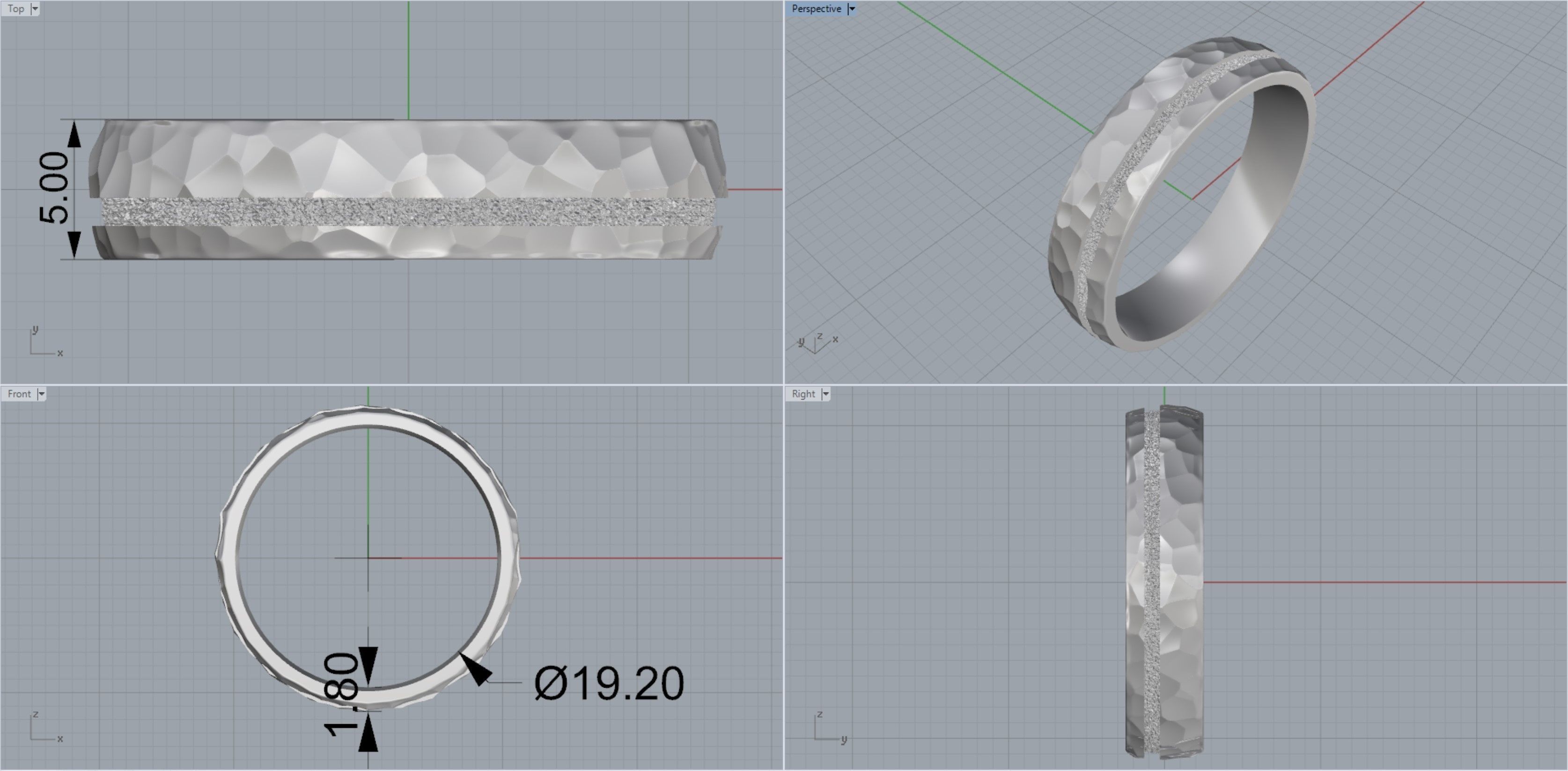 Hammered wedding band set 3D print model_19