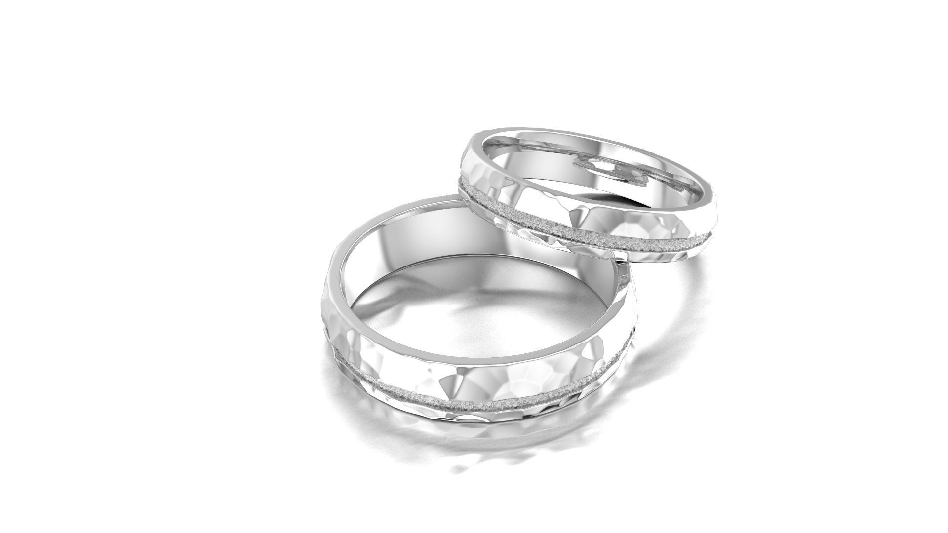 Hammered wedding band set 3D print model_5