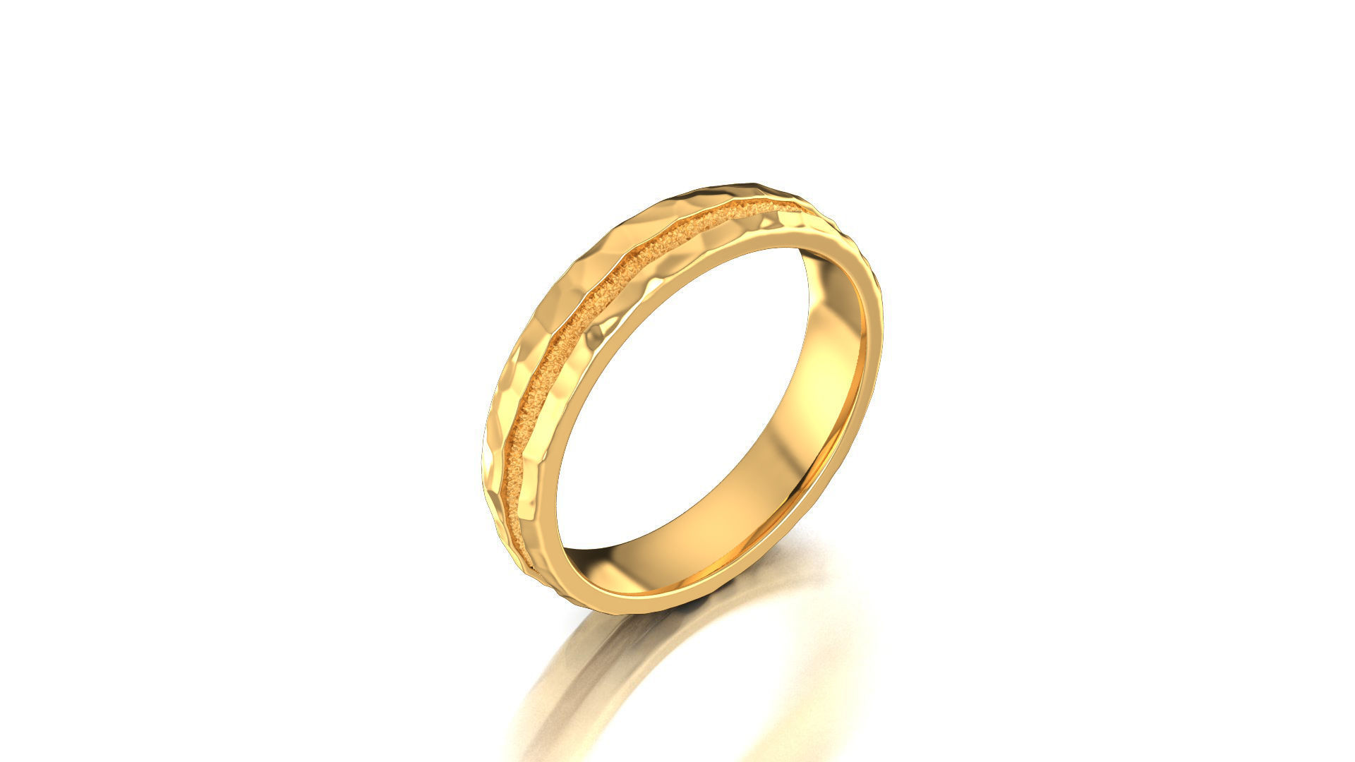 Hammered wedding band set 3D print model_8