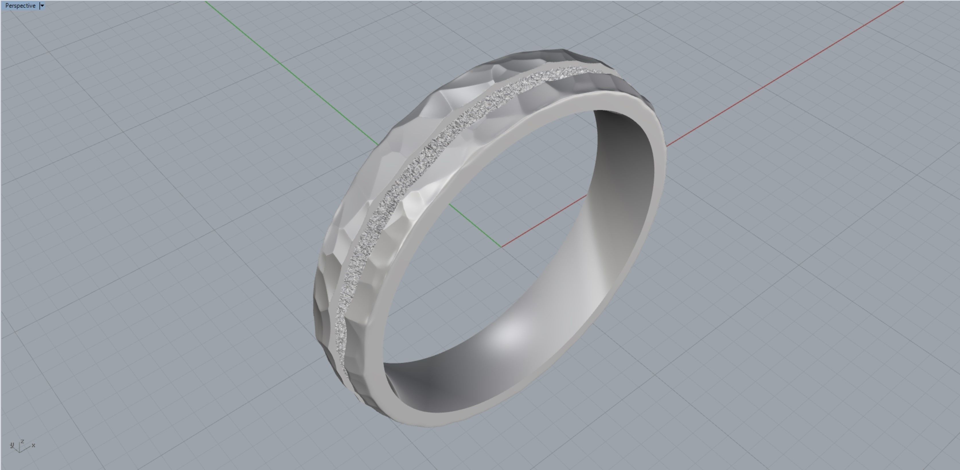 Hammered wedding band set 3D print model_13