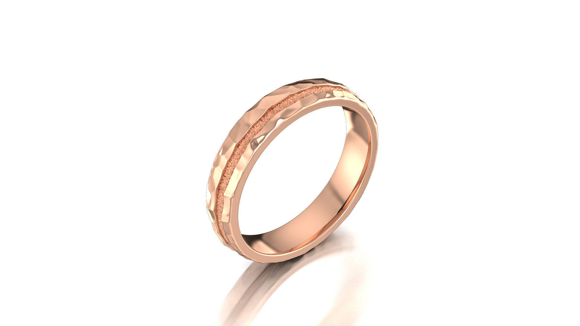 Hammered wedding band set 3D print model_9