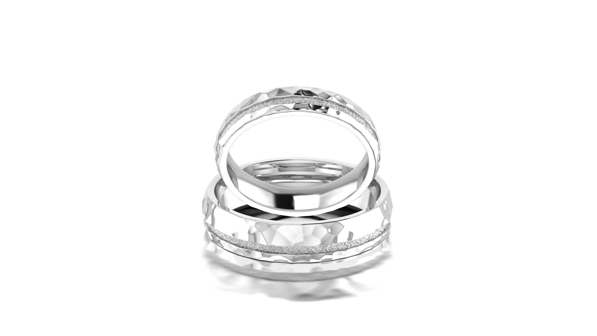 Hammered wedding band set 3D print model_4