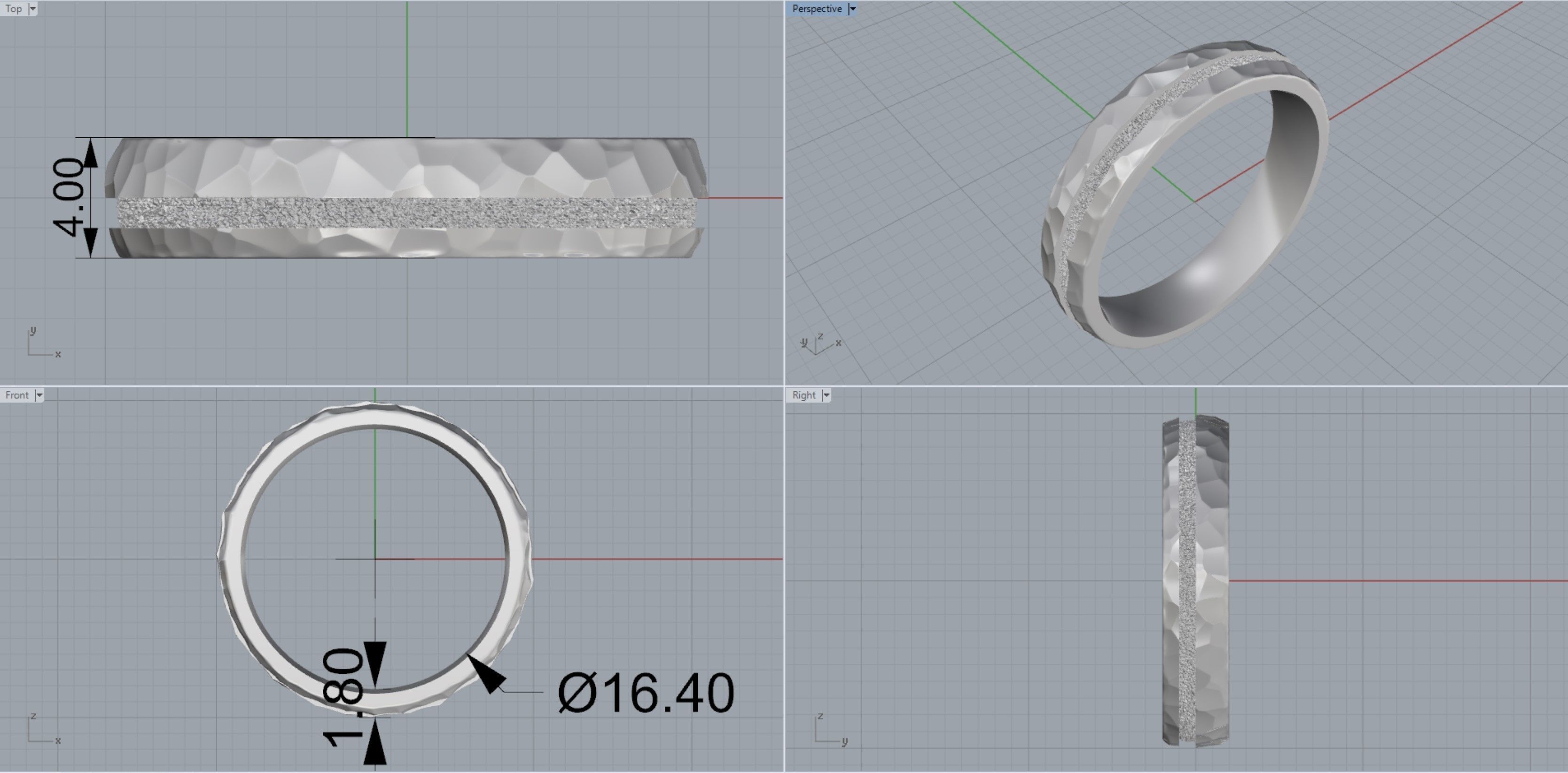 Hammered wedding band set 3D print model_12