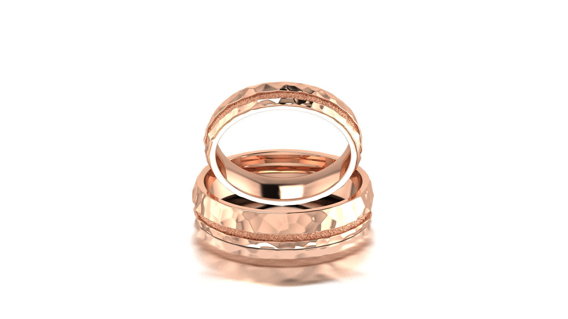 Hammered wedding band set 3D print model_2