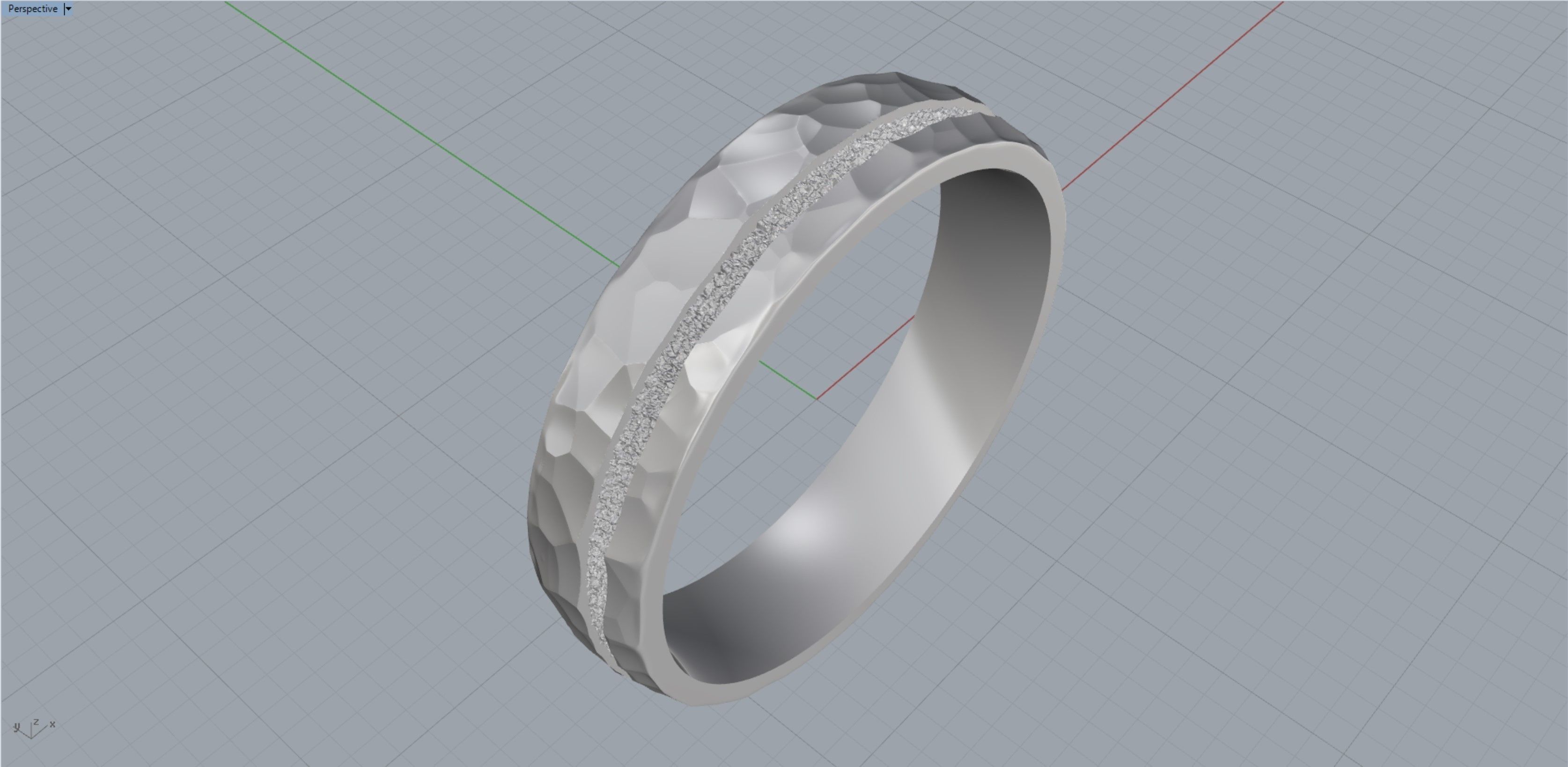 Hammered wedding band set 3D print model_20