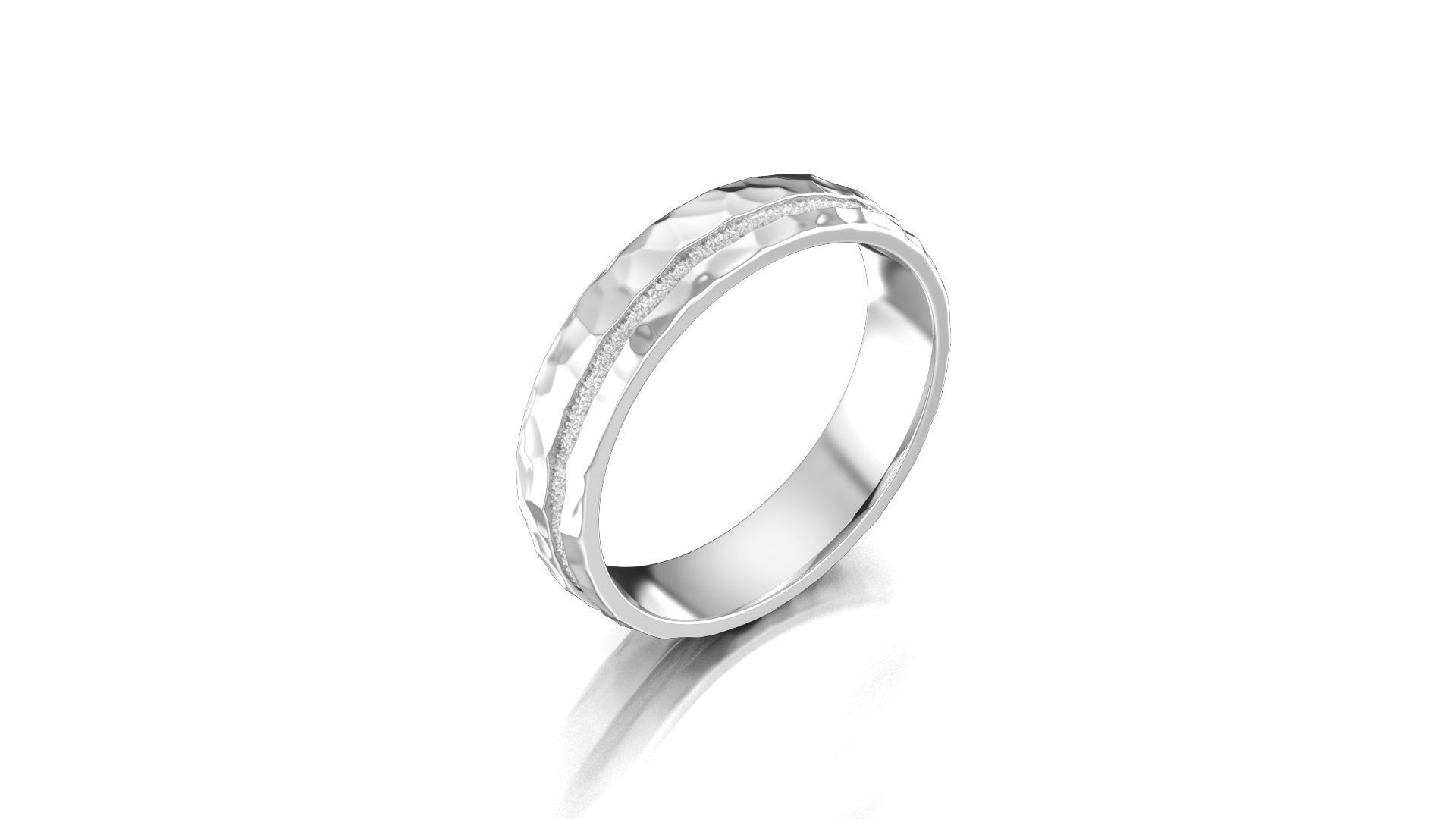 Hammered wedding band set 3D print model_17