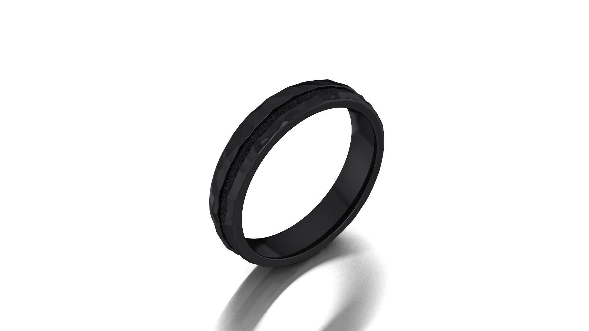 Hammered wedding band set 3D print model_11