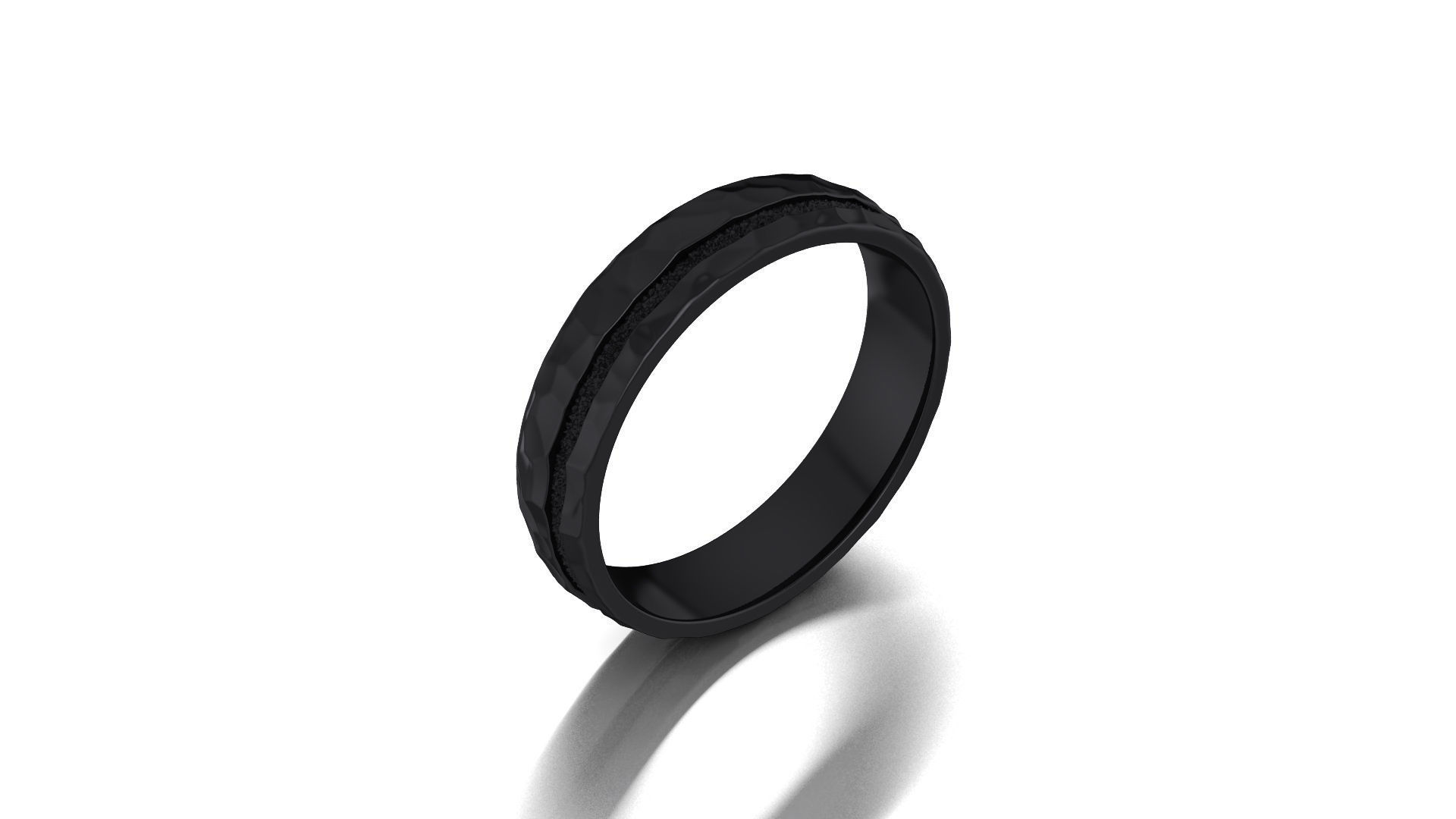 Hammered wedding band set 3D print model_18