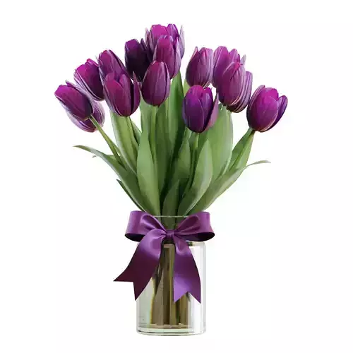 Flower Set 23 - Purple Tulips Bouquet 02