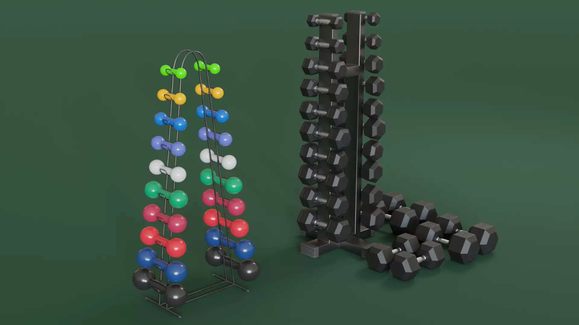Dumbells kits and Racks 3D model