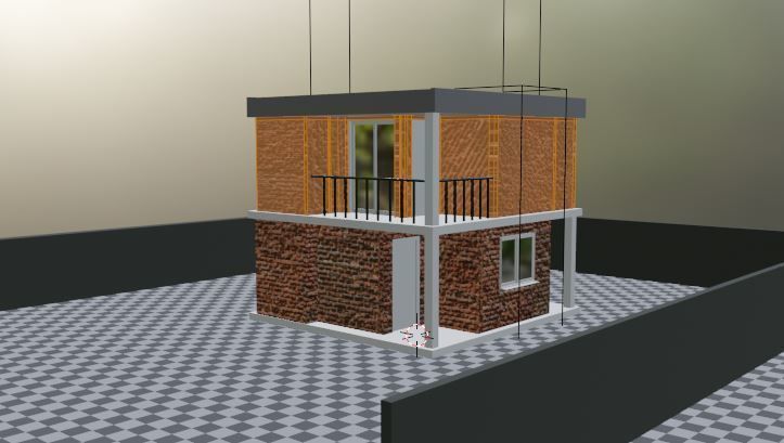 building model house with balcony 3D model_1