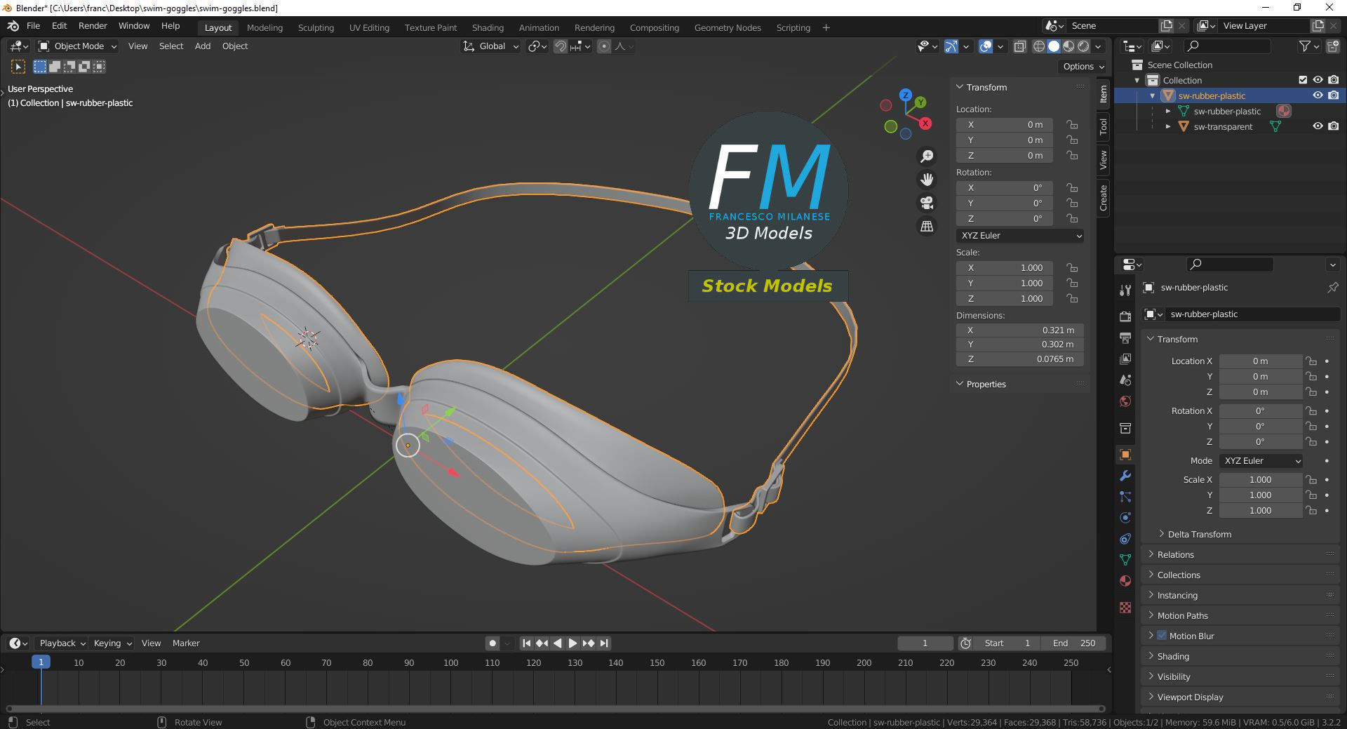 Swim goggles 3D model_9