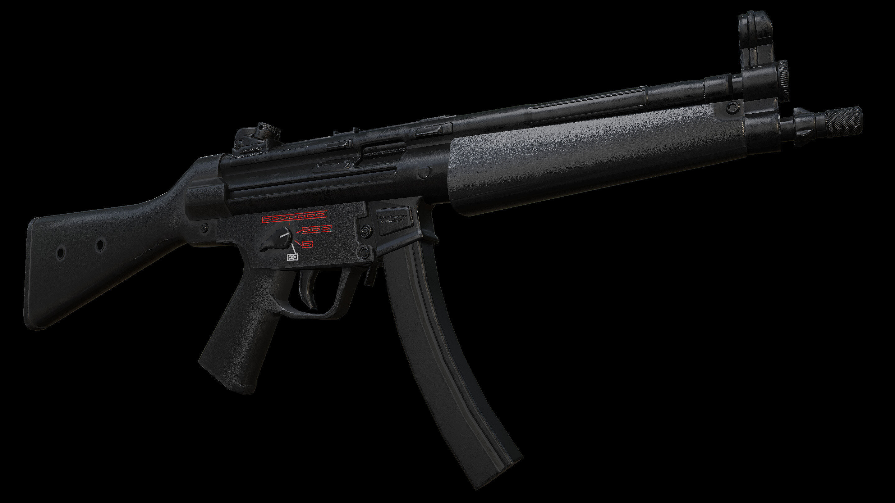 MP5 Sub Machine Gun Low-poly 3D model_8