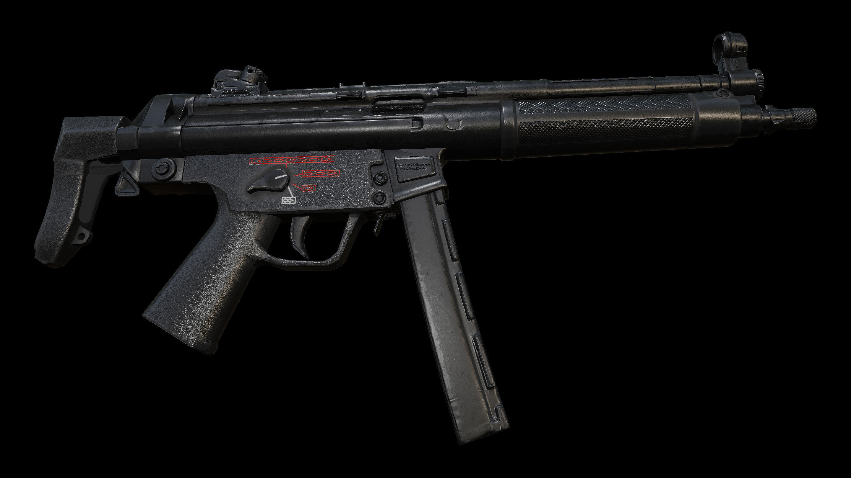 MP5 Sub Machine Gun Low-poly 3D model_5