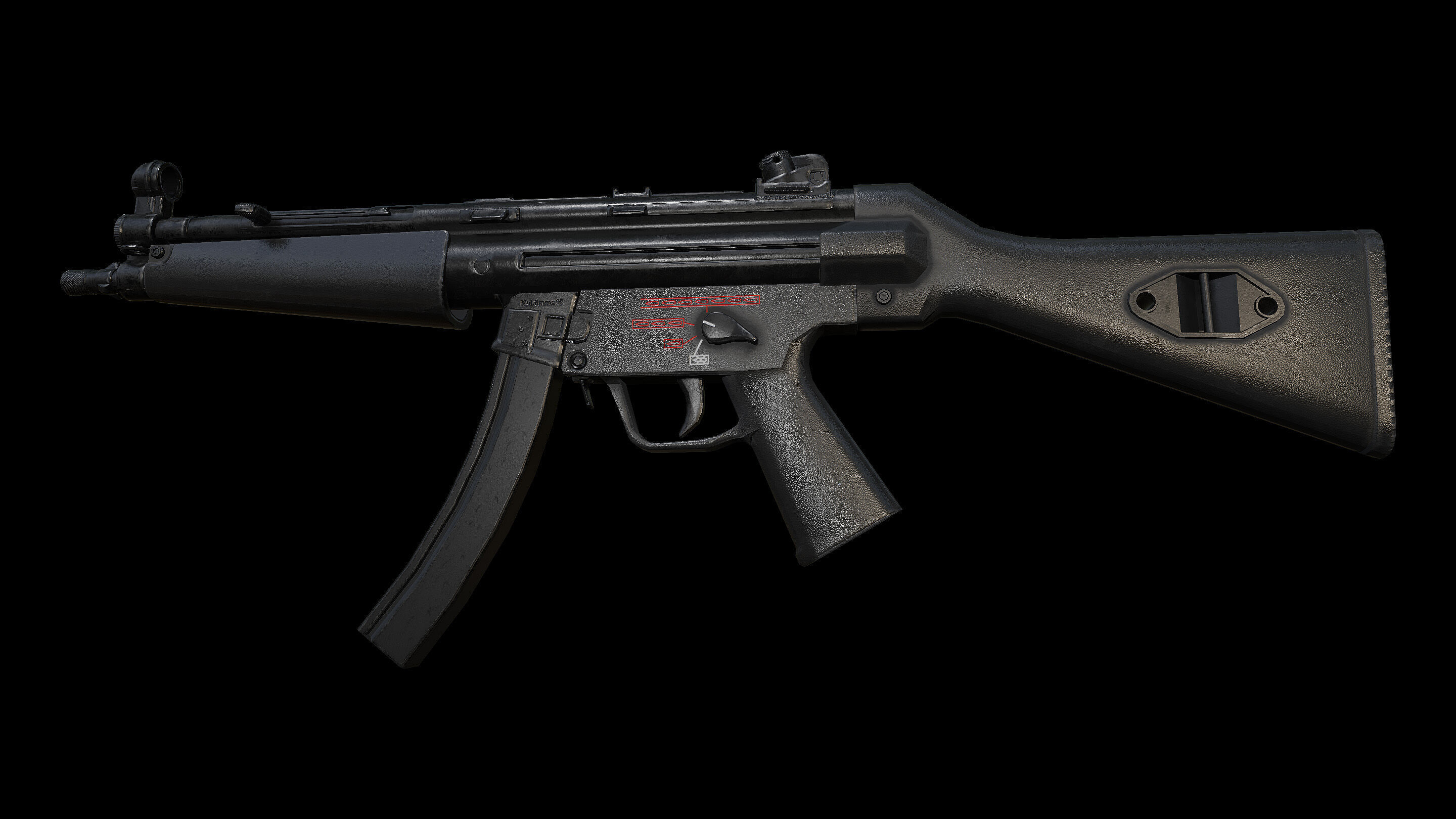 MP5 Sub Machine Gun Low-poly 3D model_2