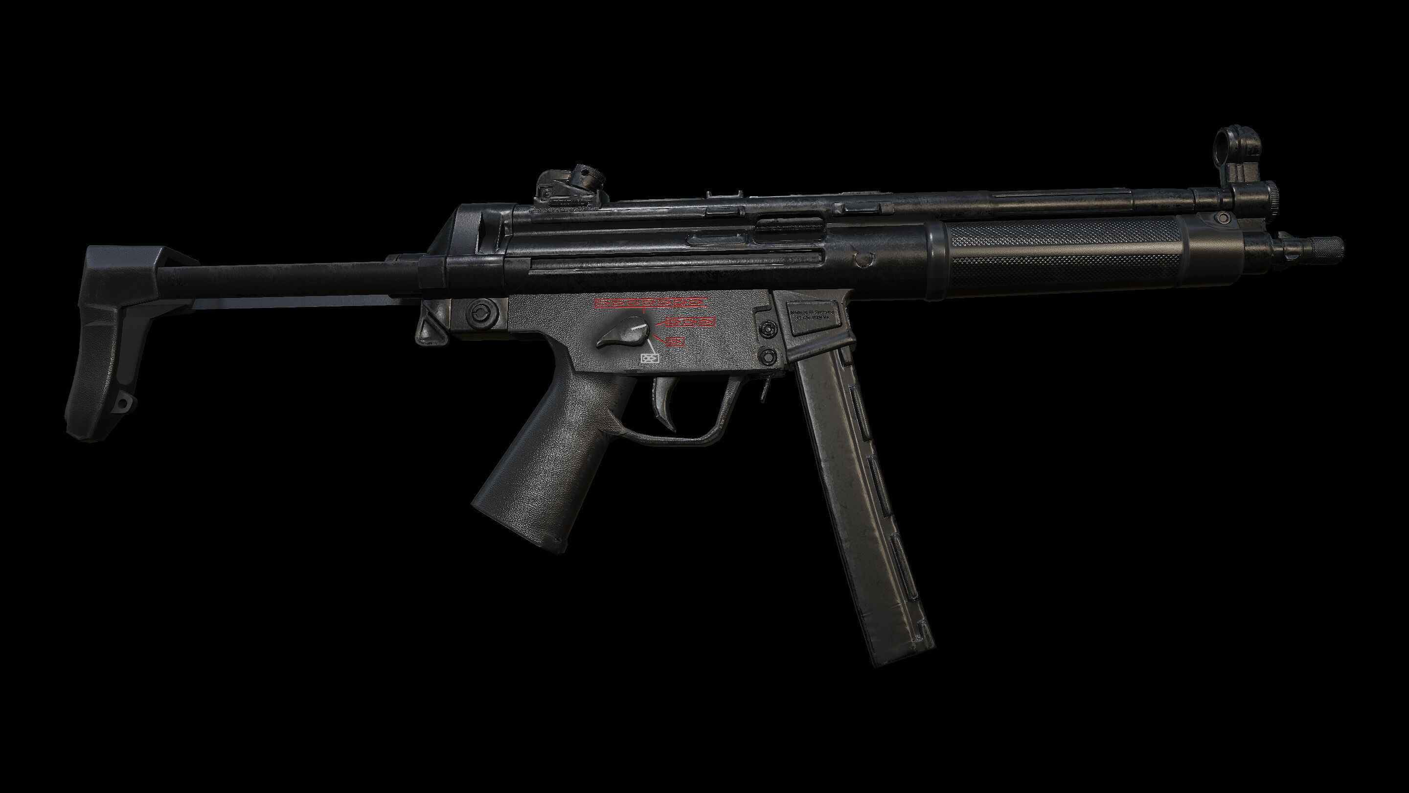 MP5 Sub Machine Gun Low-poly 3D model_3